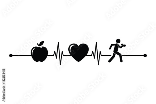 Healthy lifestyle lifeline concept for fitness and wellbeing