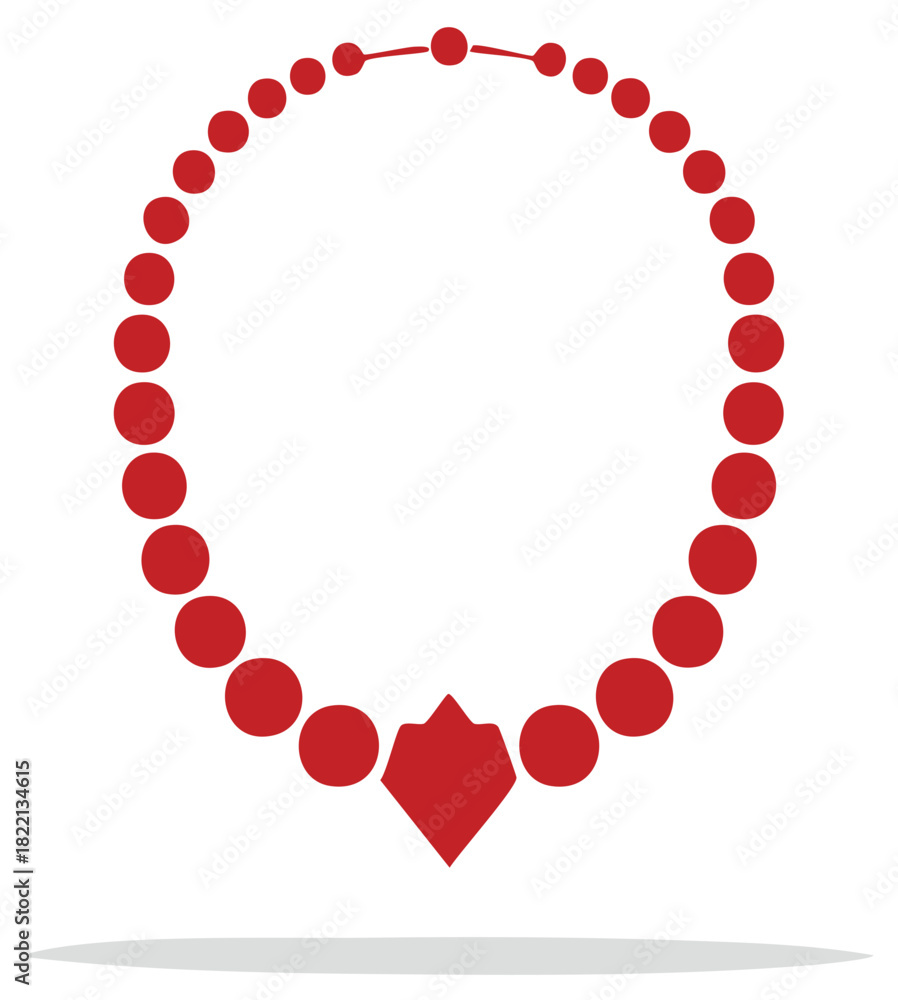 Obraz premium Red necklace graphic illustration, jewelry pendant concept