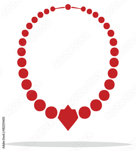 Red necklace graphic illustration, jewelry pendant concept