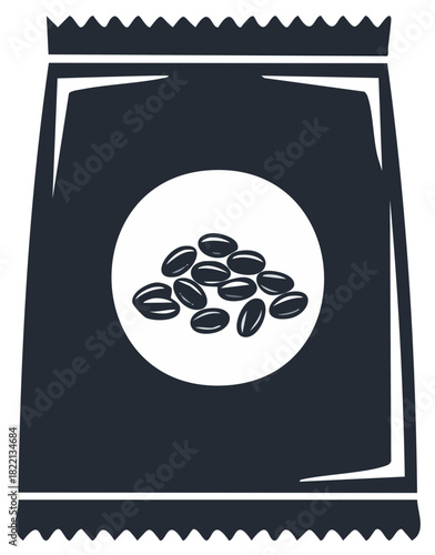 Minimalist Coffee Bean Bag Illustration Featuring Beans in Circle Design Element Graphic