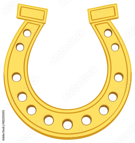 Isolated gold horseshoe vector illustration, a classic lucky charm and symbol of good fortune