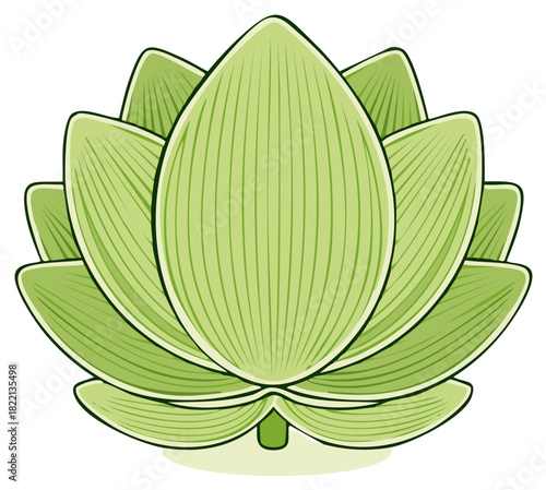 Vibrant green lotus flower illustration a symbol of peace tranquility and spiritual growth