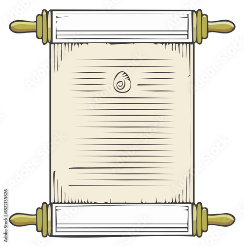 Vintage paper scroll with egg symbol, ancient parchment style