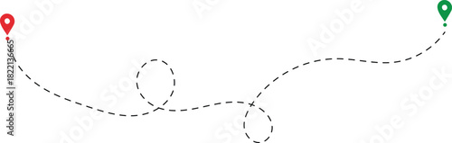 Dotted path from start to finish map markers for location