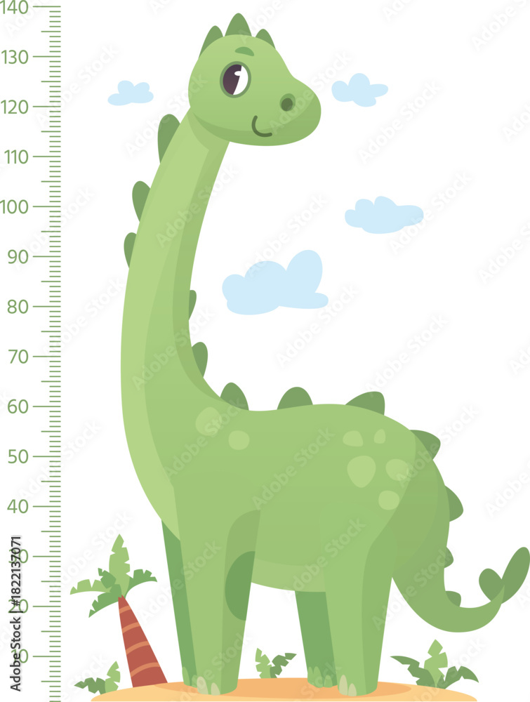 Fototapeta premium Dinosaur height meter. Kid growth chart ruler