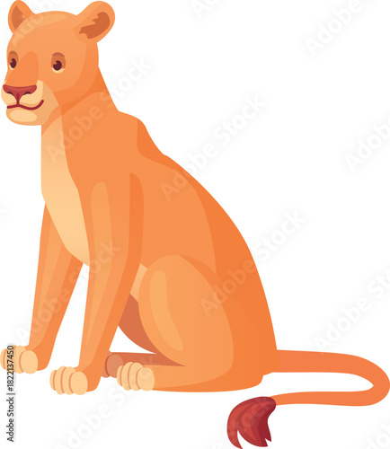 Cartoon lioness. Wild feline animal. African fauna