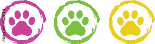 Colorful paw print icons vector illustration of animal footprints perfect for pet-related designs and branding