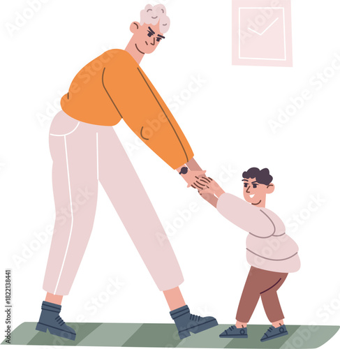 Kid bad behavior. Parenting stress color icon