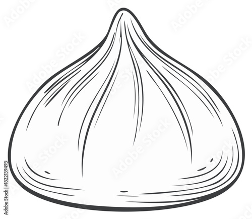 Hand drawn line art illustration of a single fig fruit isolated