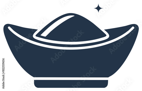 Stylized Chinese Gold Ingot Treasure Wealth Abundance Graphic Icon Vector Illustration
