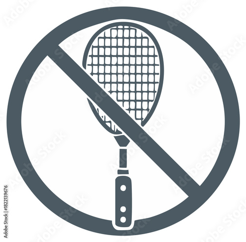 No Badminton or Racquet Sports Allowed Prohibition Sign Vector Icon
