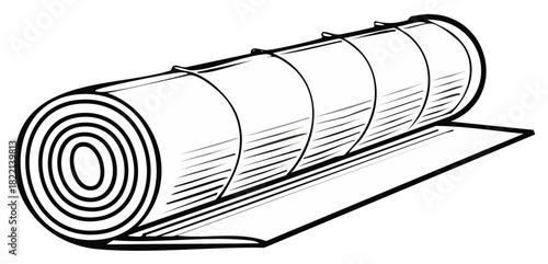 Rolled Up Mat or Carpet Unrolling with Inner Layers Visible