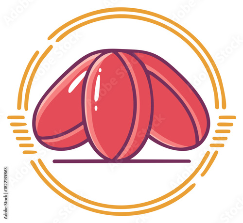 Stylized Red Kidney Beans Graphic with Decorative Circular Frame Design