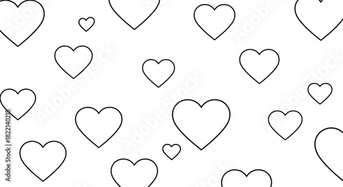 A collection of scattered heart shapes creates a simple and elegant background pattern.