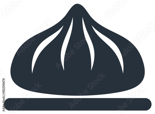 Minimalist vector icon of a traditional Asian steamed dumpling with pleated top design
