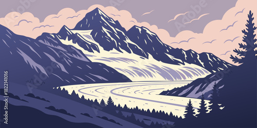 Juneau glacier landscape silhouette