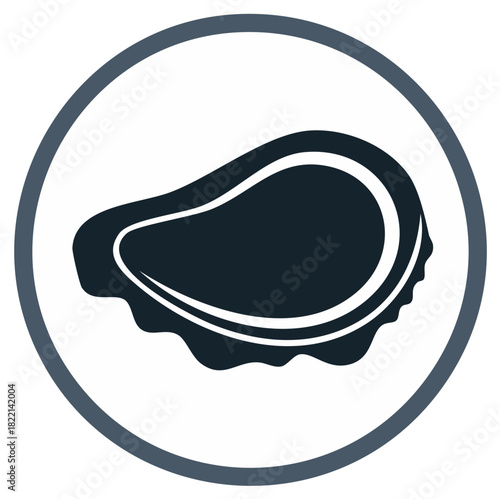 Dark Silhouette of an Oyster Inside a Circular Border