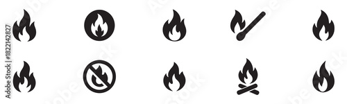 Fire icon collection. Fire flame symbol. concept flame fire icon. Vector Illustration. EPS 10