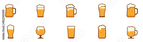 Beer glassware icon set. Vector Illustration. EPS 10