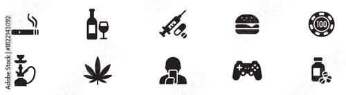 Addiction icon. Bad habits icon set. Vector Illustration. EPS 10