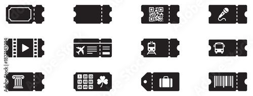 Ticket icon set. Tickets or Coupons symbol. Different tickets icon. Vector illustration. EPS 10