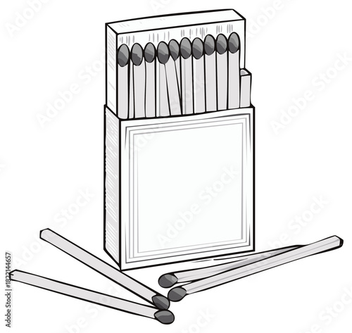 Matches in a box with some on the side.