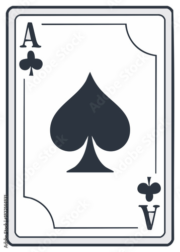 Classic Ace of Spades playing card illustration for games luck and gambling concepts vector graphic