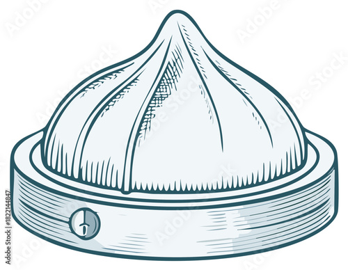 Cartoon Steamed Bun Dim Sum in Bamboo Steamer Asian Food Vector Illustration