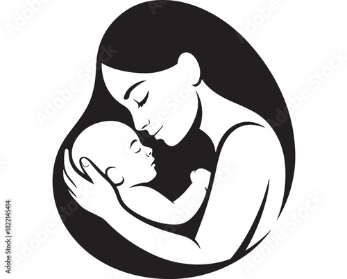 Vector illustration of a mother holding her baby a symbol of love and care for use in parenting and family-related designs