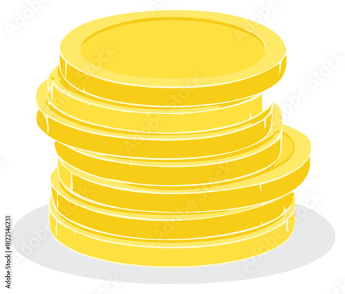 Stack of Gold Coins Illustration Money Savings Icon Value Financial Concept Cartoon Style