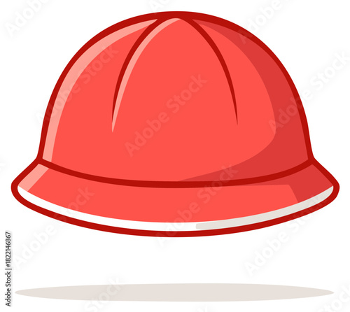 Cartoon Illustration of a Red Hard Hat Construction Safety Headgear