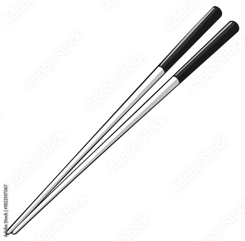 Elegant silver chopsticks with black handles for Asian cuisine