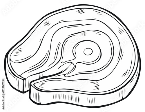 Illustration of Beef Steak Cut Slice Sirloin with Marbling in Cartoon Style