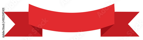 Vibrant red blank banner or ribbon graphic element for text advertising announcement or celebration
