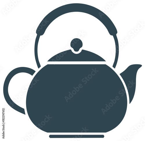 Elegant Teapot Silhouette, Drink Preparation, Kitchen Utensil, Hot Beverage Service, Modern Design