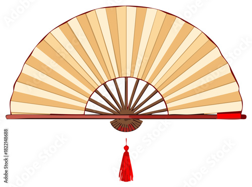 Traditional folding fan illustration, vector graphic