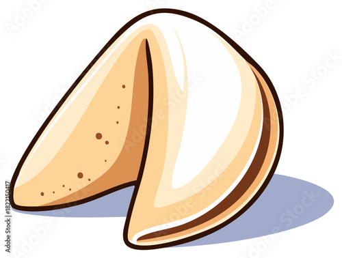 Vector illustration of a cartoon Chinese fortune cookie a dessert symbolizing luck and prophecy