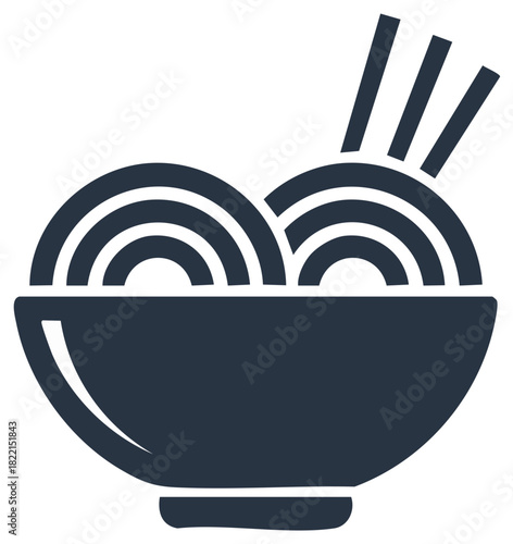 Simple bowl of noodles with chopsticks vector illustration