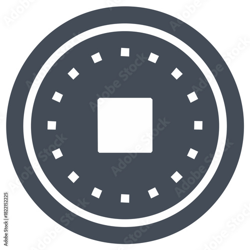 Ancient Chinese lucky coin glyph icon for wealth and prosperity