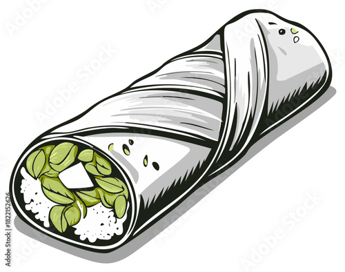 Illustrative Burrito Wrap with Green Filling Culinary Delight