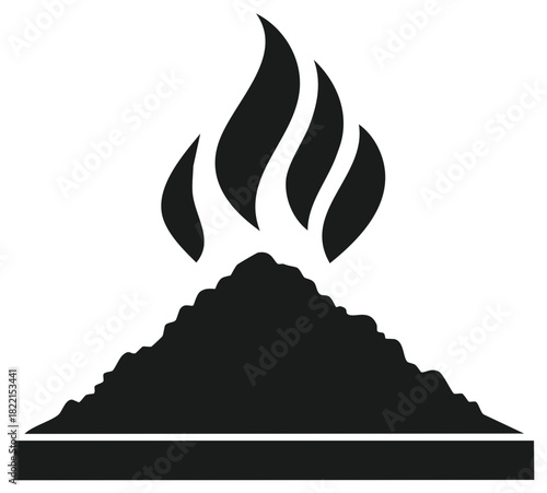 Burning Coal Pile Symbol Power Generation Fossil Fuels Energy Source Icon