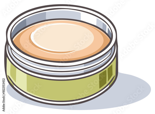 Illustration of a jar of cream or balm with a shadow.