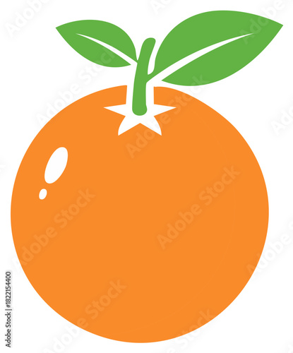 Isolated orange fruit with leaves illustration. Graphic vector design element of citrus. Fresh food, healthy nutrition.