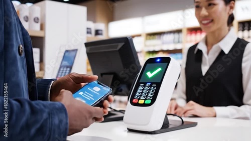 Customer contactless payment mobile device retail store checkout