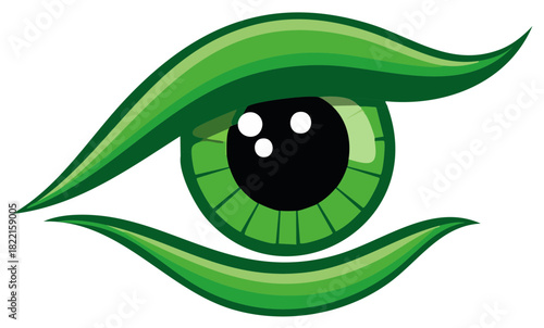Green Eye with Stylish Eyelashes Concept for Awareness or Nature Theme Illustrations