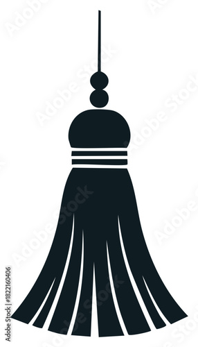 Simple hanging tassel silhouette icon with decorative fringe a minimalist vector graphic element