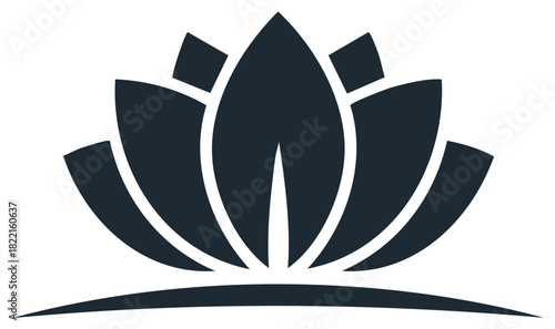 Stylized Floral Logo Design of a Lotus Flower for Meditation Practices and Spirituality