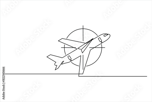The plane flying through the crosshair symbol
