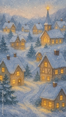 Wallpaper Mural Charming snowy village mobile wallpaper Torontodigital.ca