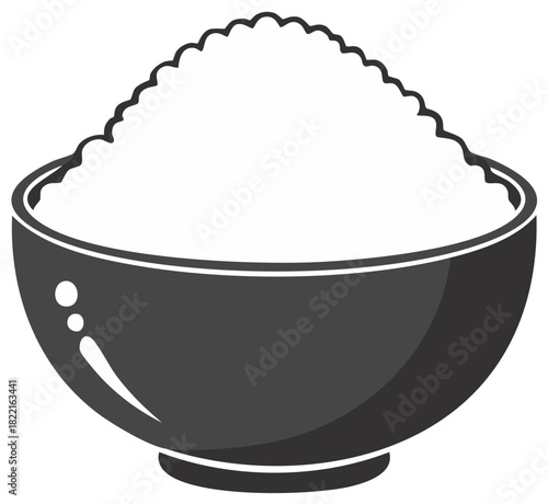 Bowl filled with white fluffy contents illustration vector food stuff dessert